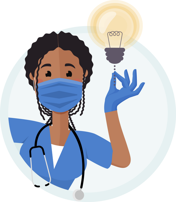 African nurse with light bulb